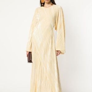 Rosetta Getty Plissé Crushed-velvet Gown In Cream